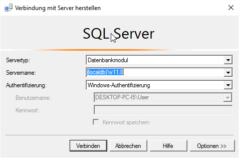 Angabe des zu untersuchenden Servers