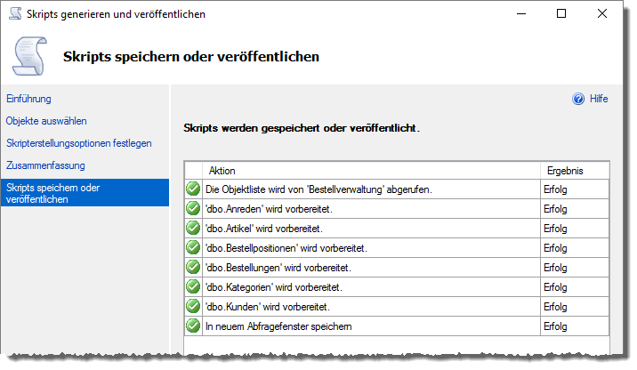 Ergebnis des Exports