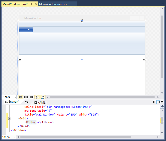 Hinzufügen eines leeren Ribbons