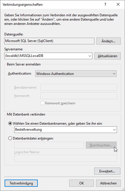 Hinzufügen der Verbindung