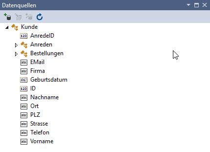 Nun steht eine Datenquelle zur Verfügung.