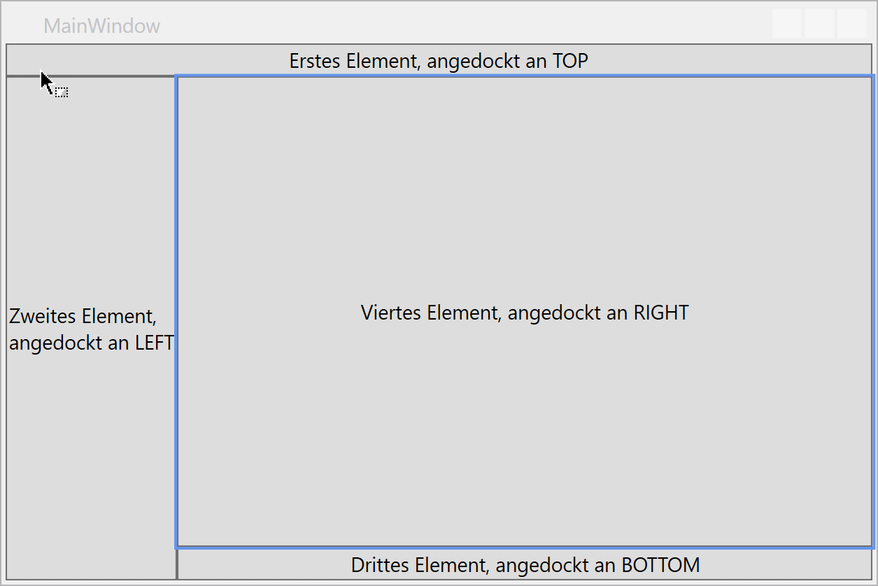 Beispiel für vier an den verschiedenen Seiten angedockte Steuerelemente