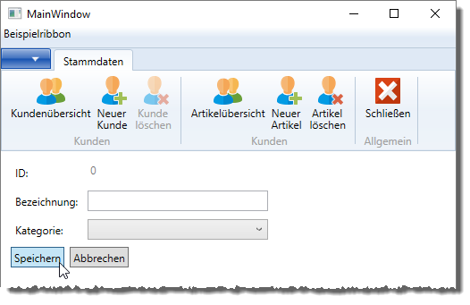 Speichern eines Datensatzes ohne Angabe der Bezeichnung
