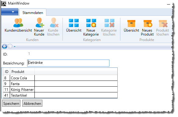 Kategorie-Details mit zugehörigen Produkten