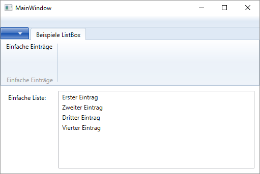 Feste Beispieleinträge in einem ListBox-Element