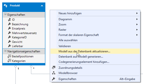 Aktualisieren des Entity Data Models
