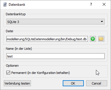 Hinzufügen der Datenbank zum SQLiteStudio