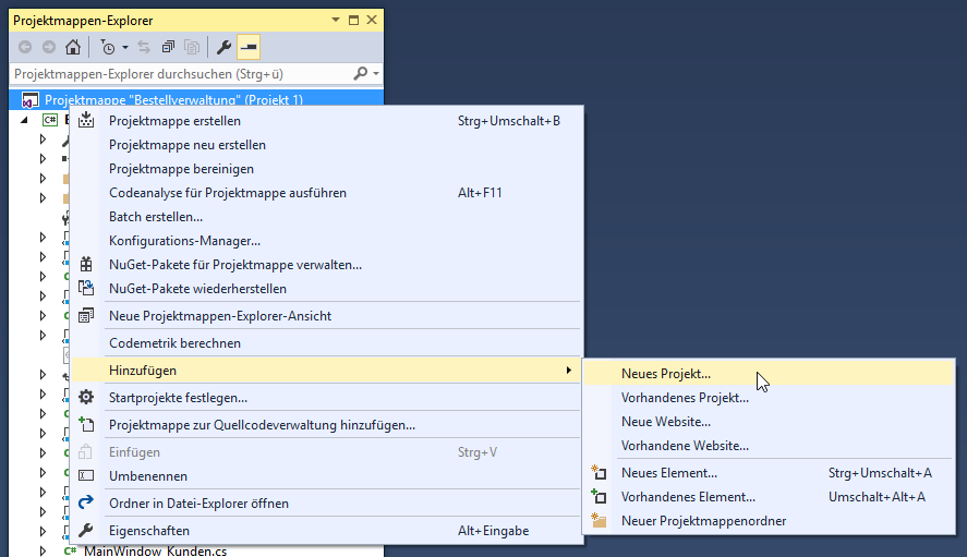 Hinzufügen eines Setup-Projekts
