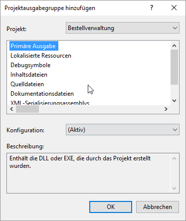 Projektausgabegruppe festlegen