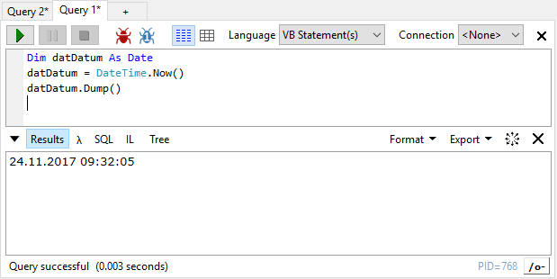 Eingabe einiger Anweisungen, die nacheinander ausgeführt werden.