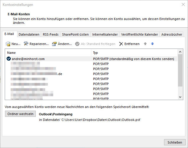 E-Mail-Konten unter Outlook