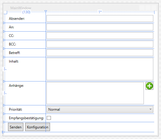 Fenster zur Eingabe der Mail-Daten