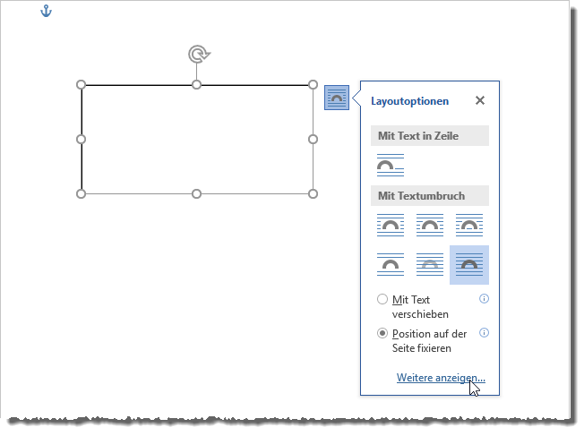 Anzeigen der Textfeld-Eigenschaften