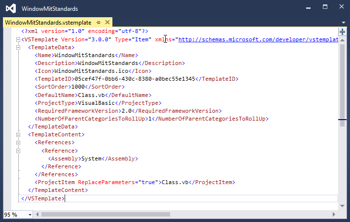 Die Konfigurationsdatei des neuen Projekts