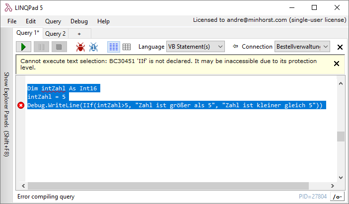 Fehler beim Ausführen der Funktion IIf