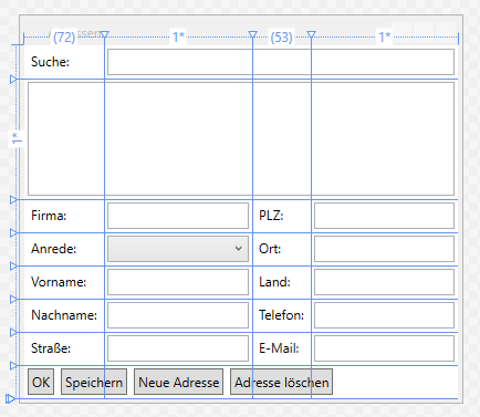 Fenster zum Verwalten von Adressen