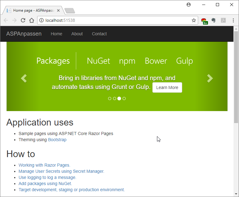 So sieht die Anwendung nach dem ersten Start aus.