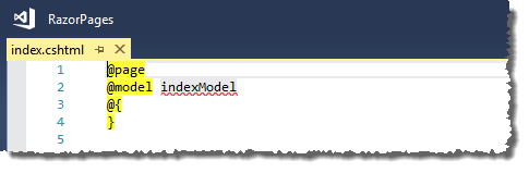 Code der neuen Seite index.cshtml