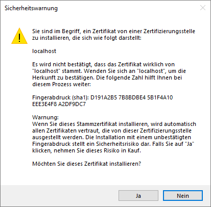 Installation eines Zertifikats auf dem Localhost