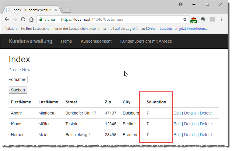 Ein erster Schritt - die Anzeige des Fremdschlüsselwertes