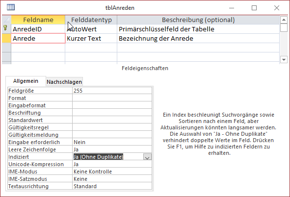 Zu migrierende Tabelle