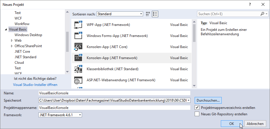 Visual Basic-Konsolenanwendung erstellen