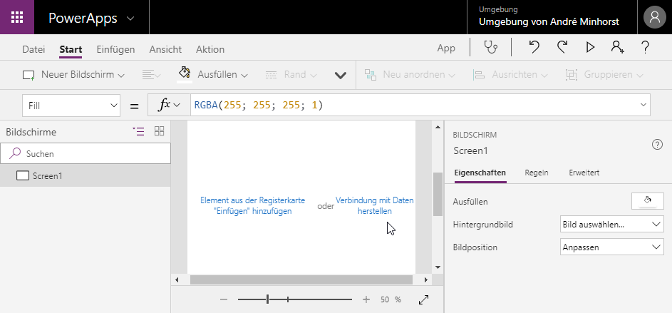 Entwicklungsumgebung für die PowerApps