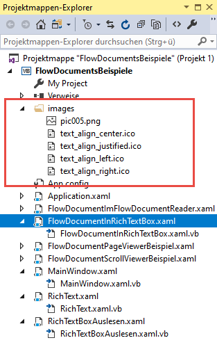 Icons im Projektmappen-Explorer