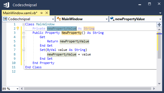 ... und Hinzufügen der gewünschte Code-Elemente