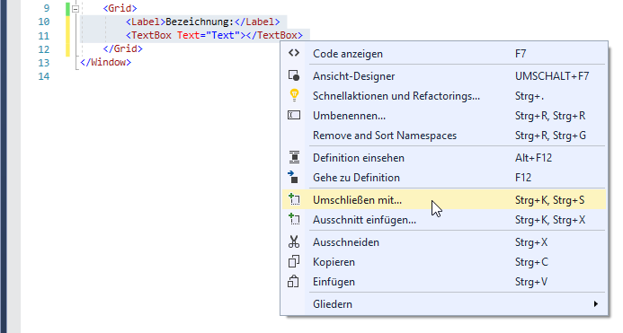 Umschließen von XAML-Elementen