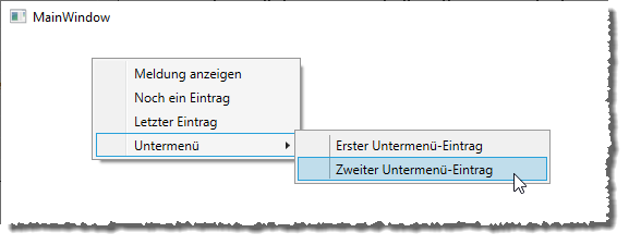 Kontextmenü mit Untermenü-Einträgen