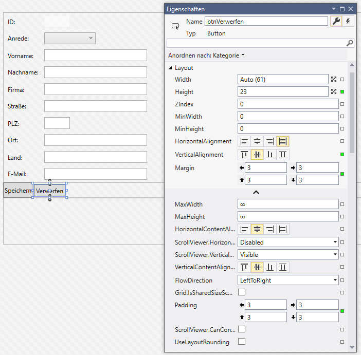 Einstellen per Eigenschaftsfenster