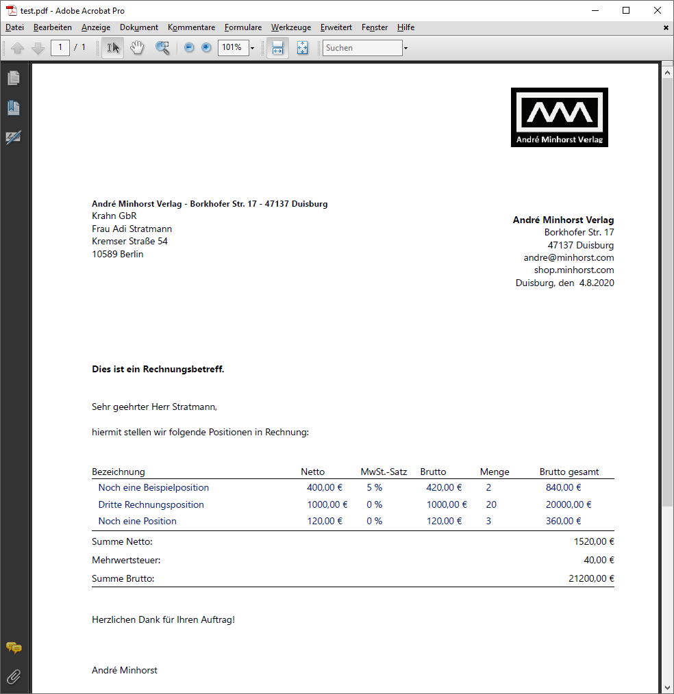Der geplante Rechnungsbericht