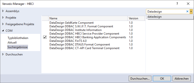 Verweis auf die DDBAC-Bibliothek