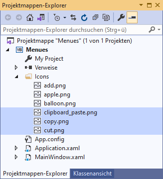 Hinzufügen von Icons zum Projekt