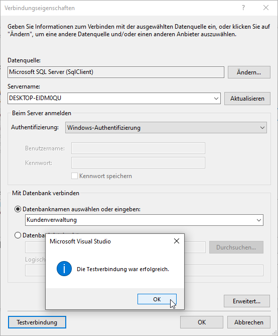 Einstellen der Verbindungseigenschaften