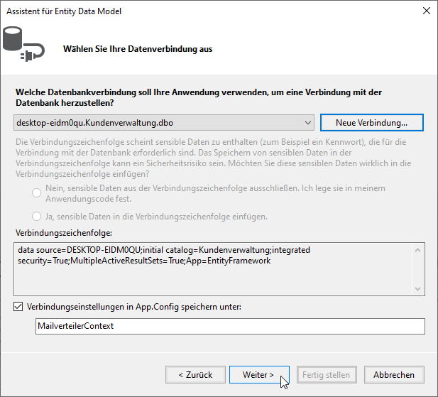 Einstellen weiterer Informationen