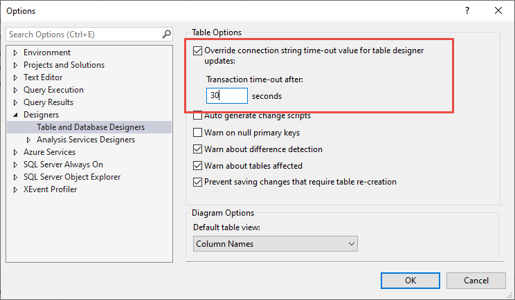 Einstellungen für den Timeout