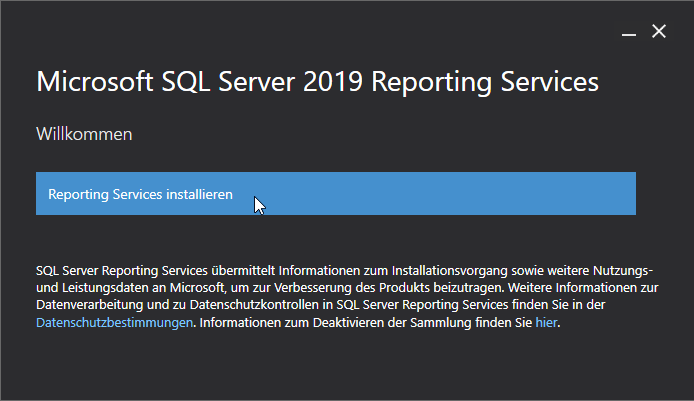 Installation von SQL Server 2019 Reporting Services