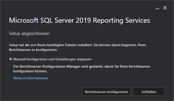 Abschluss und weitere Optionen