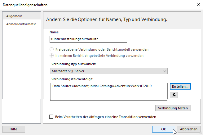 Datenquelle definieren