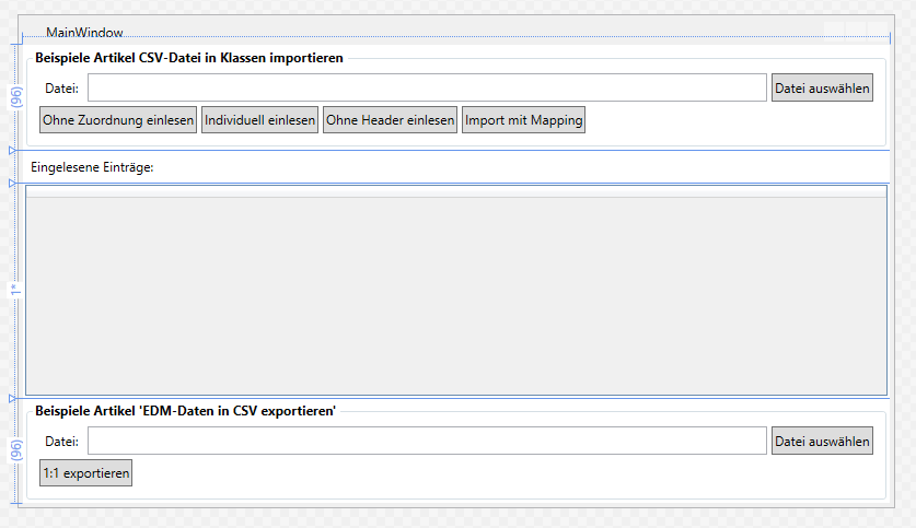 Entwurf des Hauptfensters der Anwendung