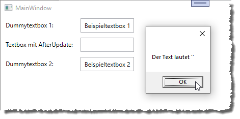Ausgabe einer Meldung beim Verlassen des Feldes