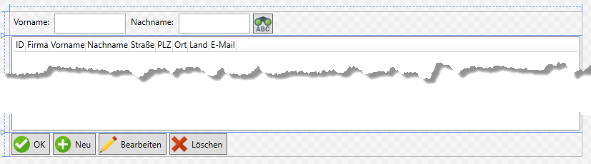 Entwurf der Seite zur Anzeige der Kundenübersicht