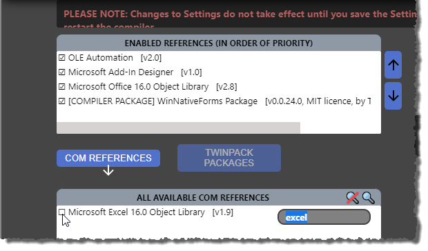 Hinzufügen eines Verweises auf die Excel-Bibliothek