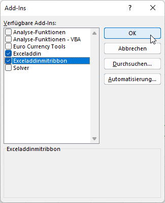 Aktivieren des Add-Ins