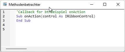 Prozedur für die Schaltfläche des Ribbons