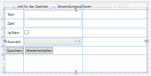 Fenster mit den Beispielsteuerelementen