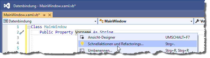 Aufrufen der Schnellaktionen