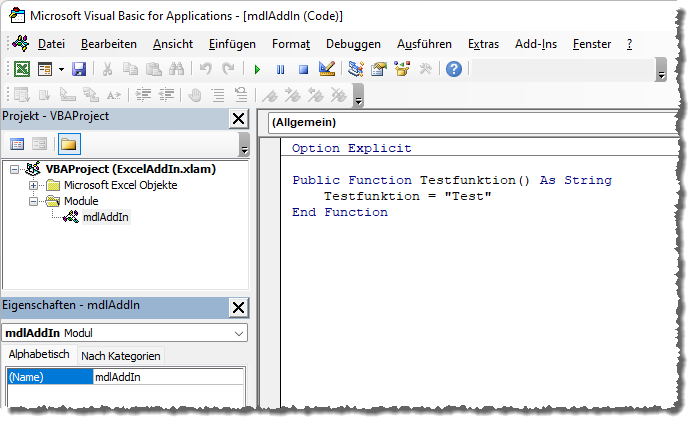 Die Funktion des Add-Ins